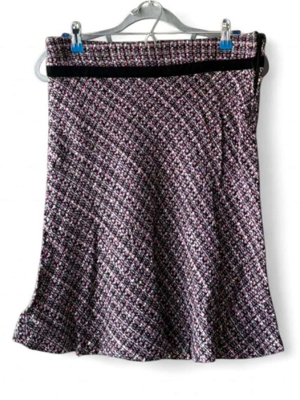 Vintage Y2K dmb Black & Pink Tweed Pattern Knit Midi Skirt Size M